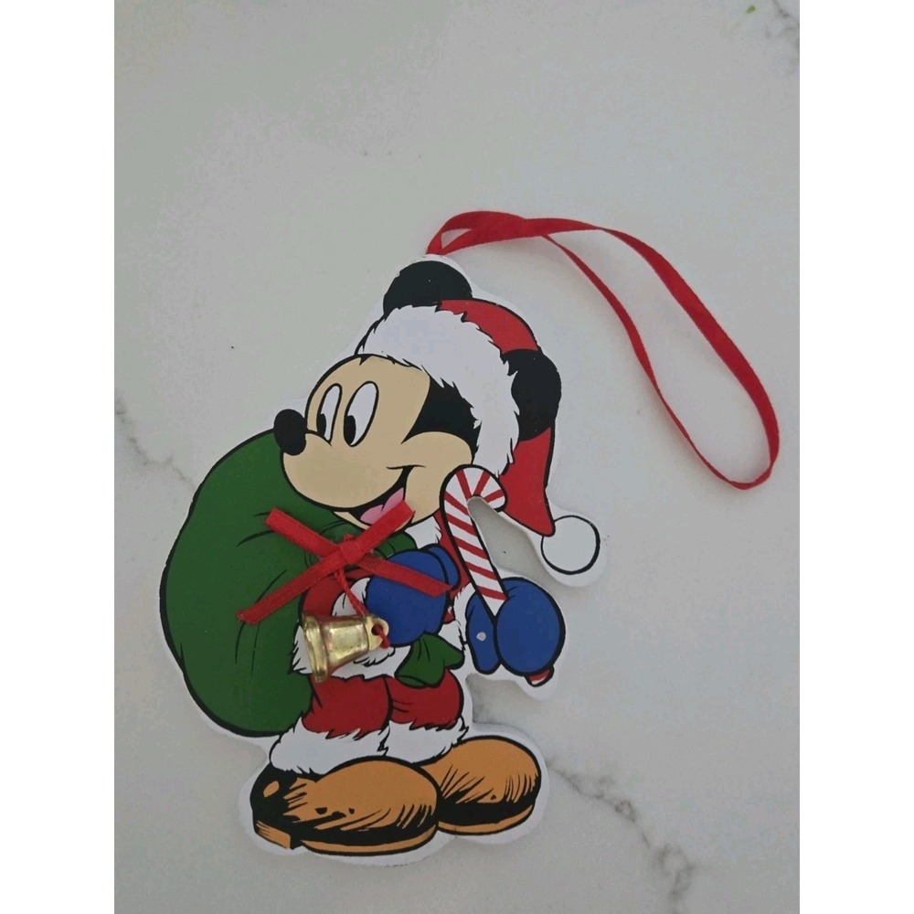 Vintage DISNEY Kurt Adler Mickey Mouse Santa Wooden Christmas Ornament